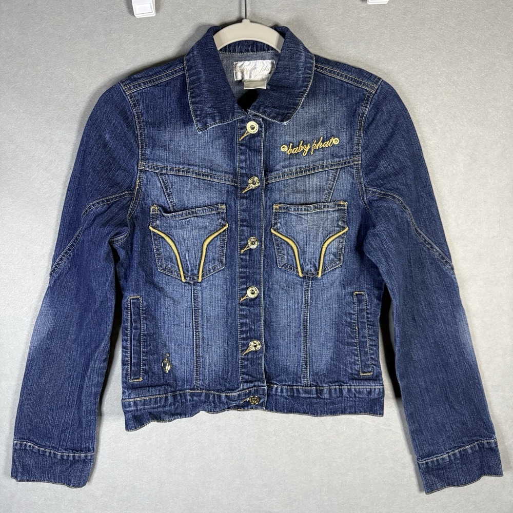 Vintage Baby Phat Denim Jacket Y2K Embroidered Cat Logo Medium Wash M